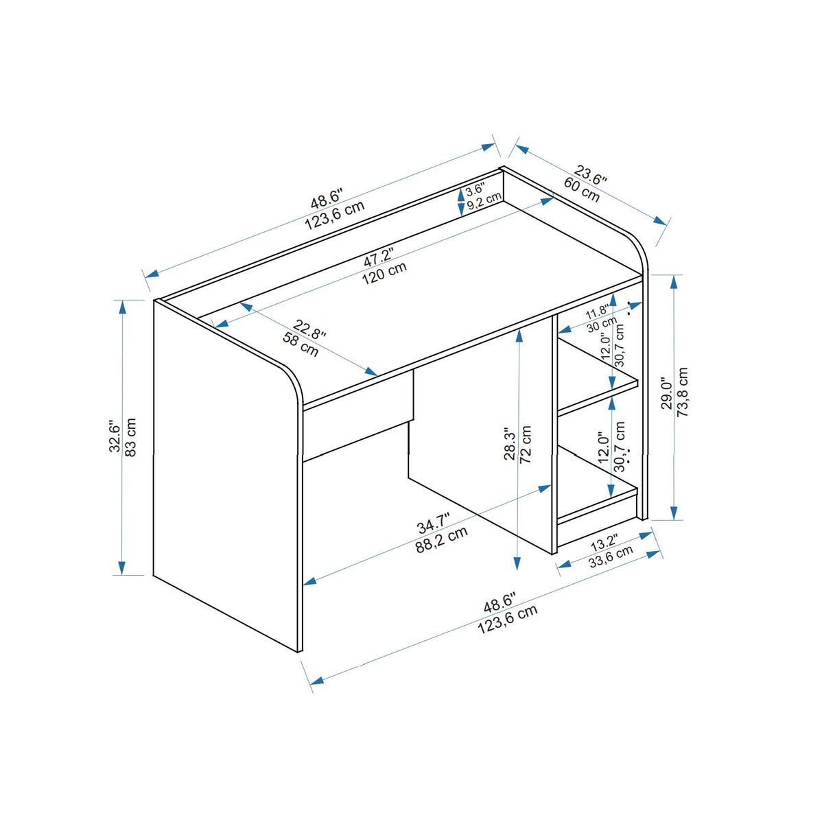 Birou Luses, Diverse culori, Diverse dimensiuni - Alb - 124x60x83 cm | SKU: 550ARN3517 | Birou Luses, varianta Alb - 124x60x83 cm, produs pentru amenajarea locuinței, disponibil online în România la CasaMob