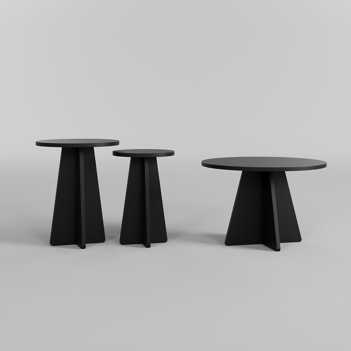 Măsuță de cafea Mushroom 3, Negru, 60x60x40 cm
