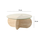 Măsuță de cafea Bubble - Transparent, Travertin, Ø75x35 cm