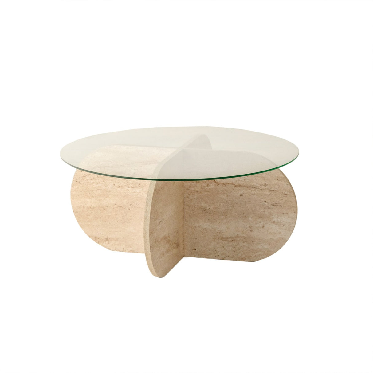 Măsuță de cafea Bubble - Transparent, Travertin, Ø75x35 cm