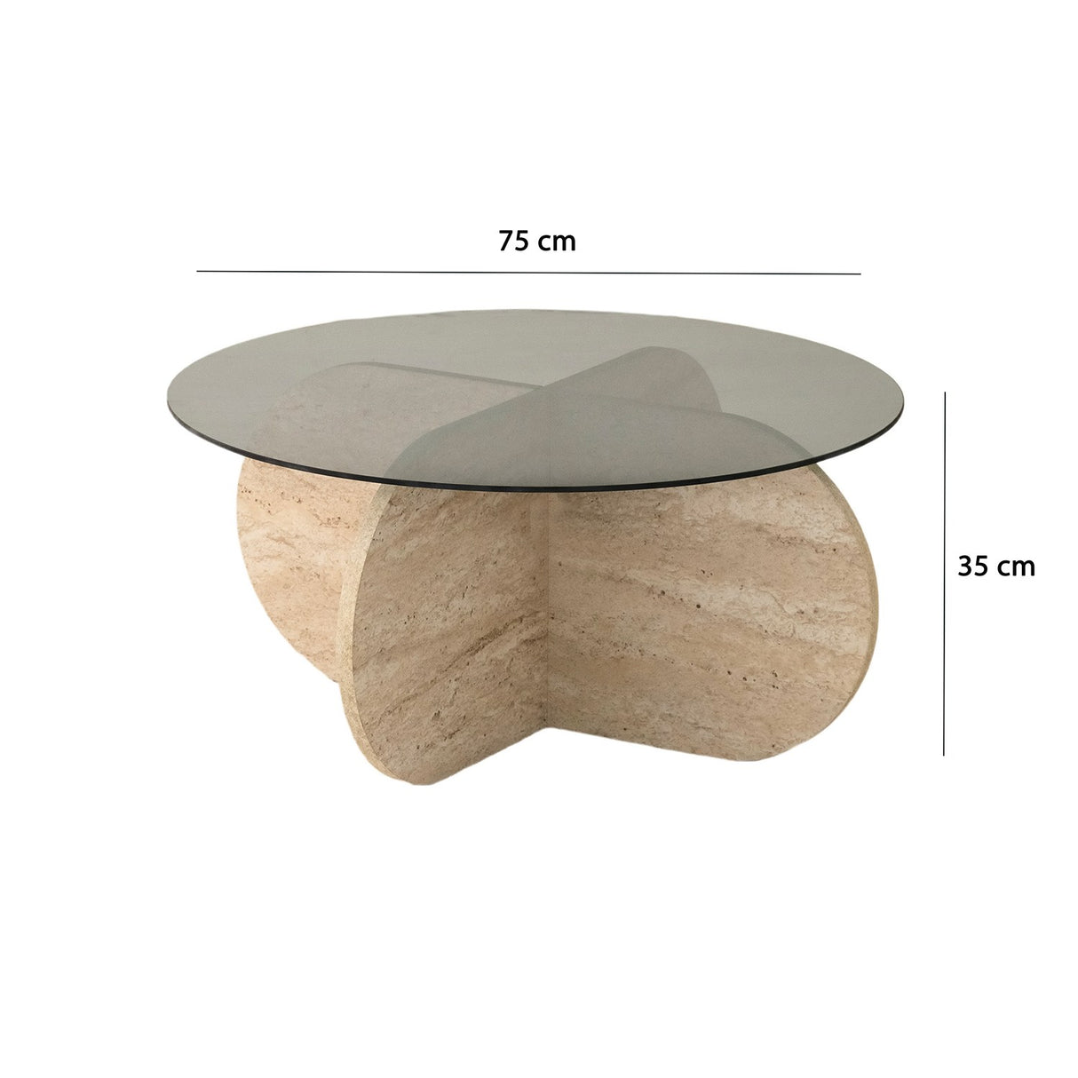 Măsuță de cafea Bubble, Travertin - Fumuriu, Ø75x35 cm