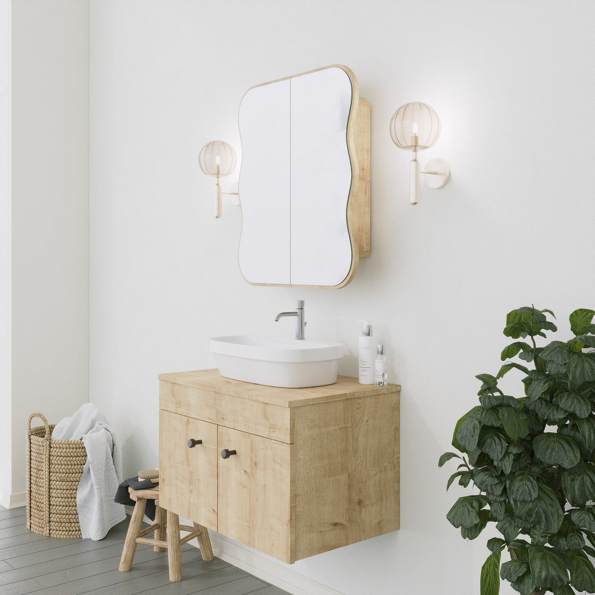 Dulap de baie Day Dream, Diverse culori - Stejar | SKU: 552NOS1216 | Dulap de baie Day Dream, varianta Stejar, produs pentru amenajarea locuinței, disponibil online în România la CasaMob