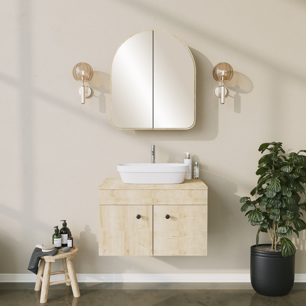 Dulap de baie Hope Cabinet, Diverse culori - Bej | SKU: 552NOS1230 | Dulap de baie Hope Cabinet, varianta Bej, produs pentru amenajarea locuinței, disponibil online în România la CasaMob