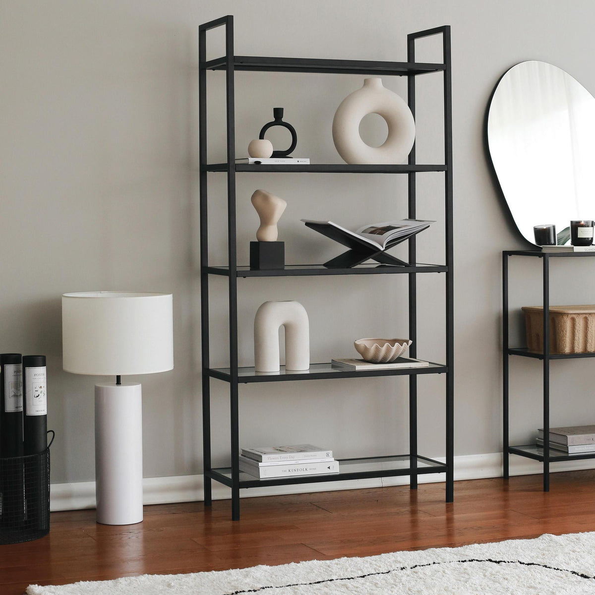 Biblioteca K100, Negru, 30x165x80 cm, SKU 552NOS1303