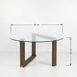 Masuta de cafea Yuvarlak Cam Orta Sehpa S300, Nuc, 80x41x80 cm