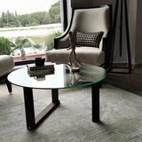 Masuta de cafea Yuvarlak Cam Orta Sehpa S300, Nuc, 80x41x80 cm