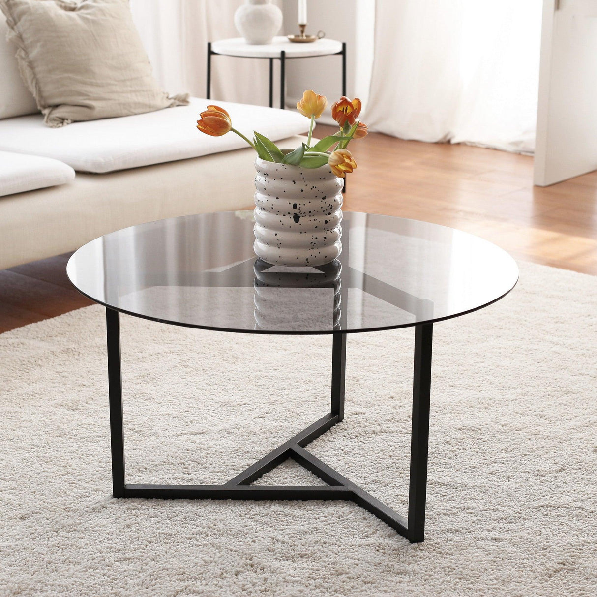 Masuta de cafea Trio sehpa / füme temperli cam S402F, Fum, 75x42x75 cm