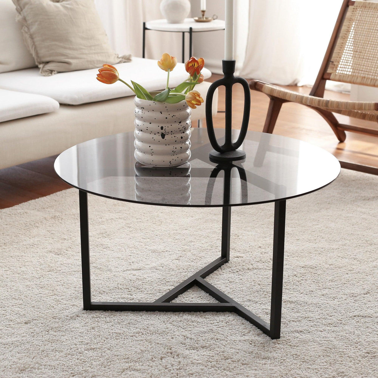 Masuta de cafea Trio sehpa / füme temperli cam S402F, Fum, 75x42x75 cm