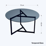 Masuta de cafea Trio sehpa / füme temperli cam S402F, Fum, 75x42x75 cm