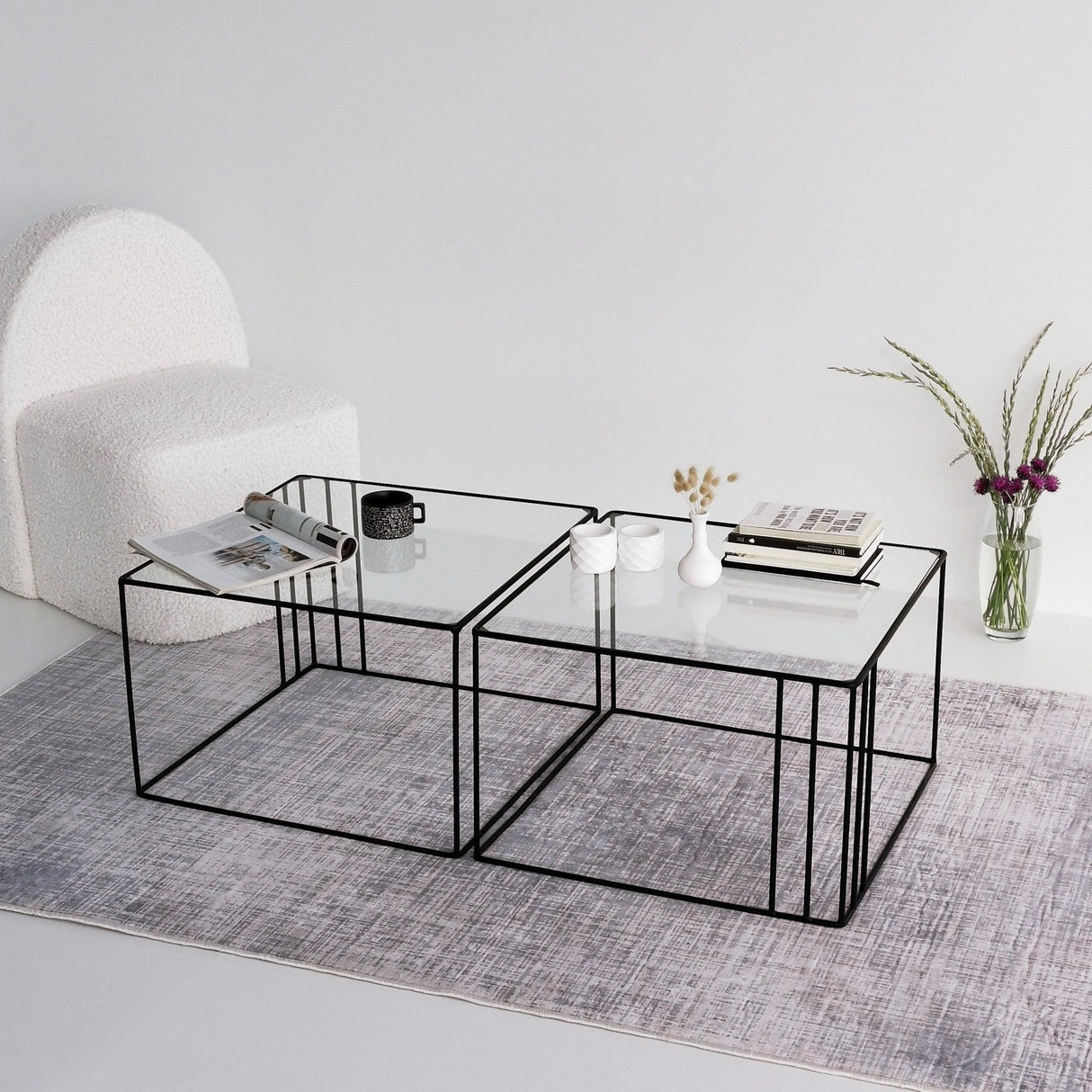 Masuta de cafea Outline - Black, Negru, 55x36x55 cm