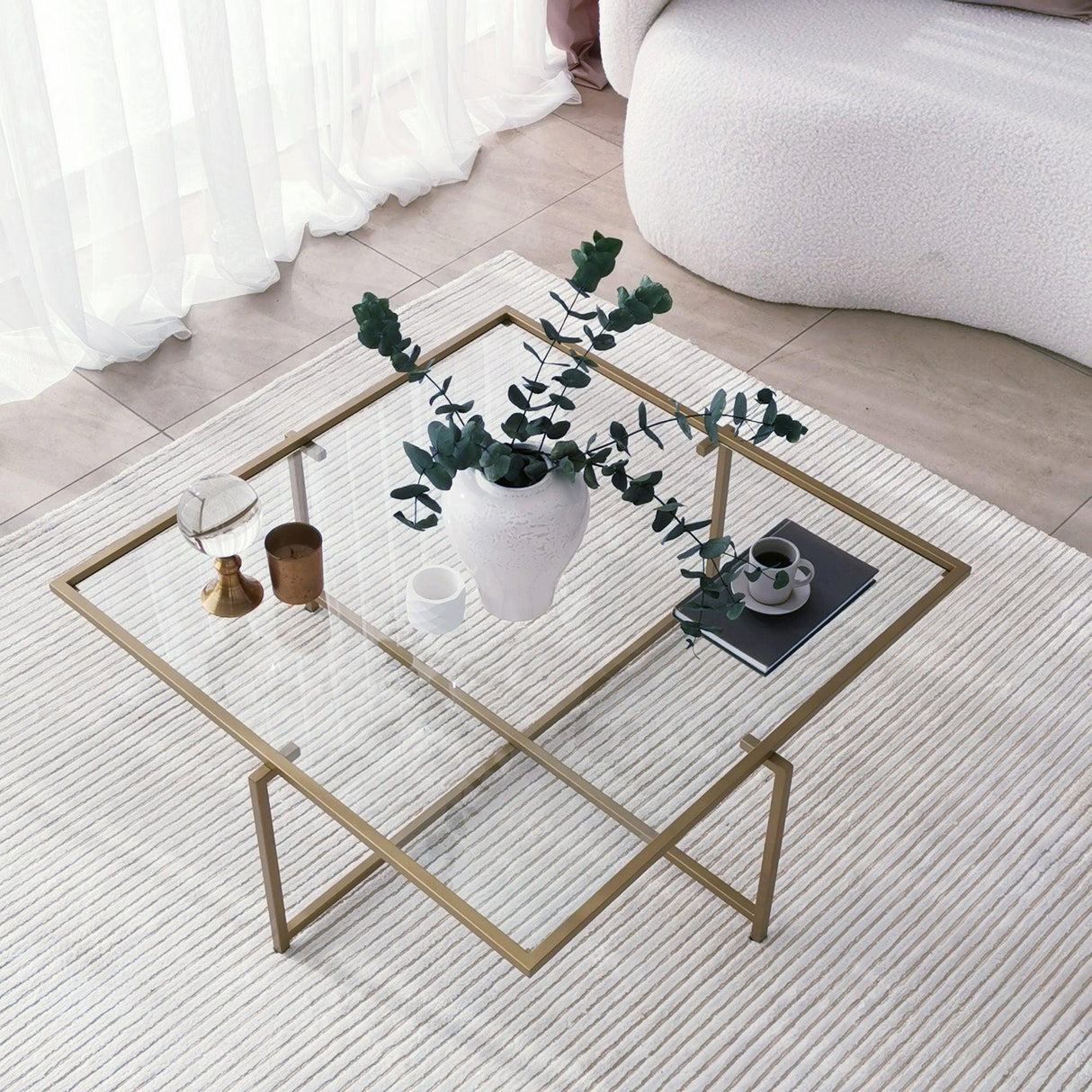 Masuta de cafea Sun S411, Aur, 85x35x85 cm