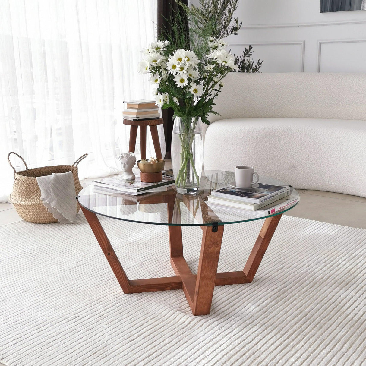 Masuta de cafea Lotus, De lemn, 75x35x75 cm