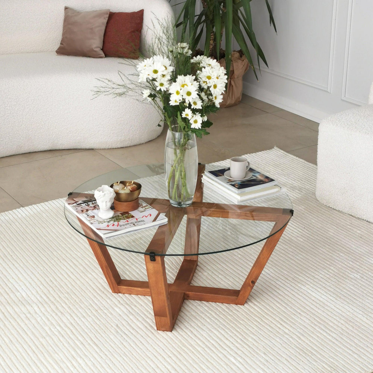 Masuta de cafea Lotus, De lemn, 75x35x75 cm