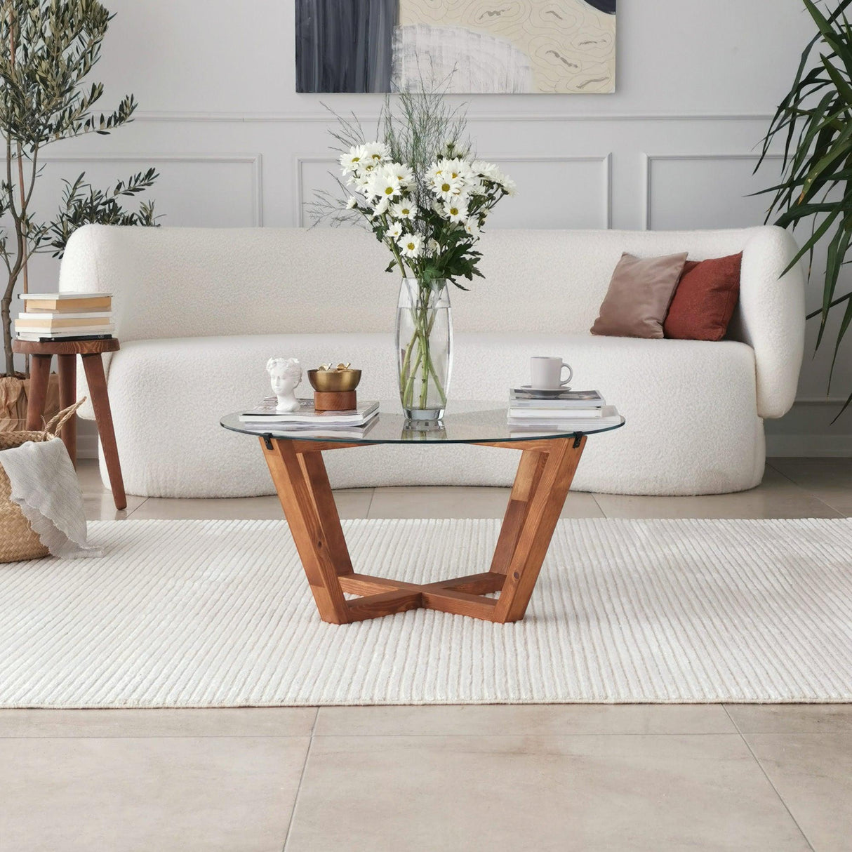 Masuta de cafea Lotus, De lemn, 75x35x75 cm