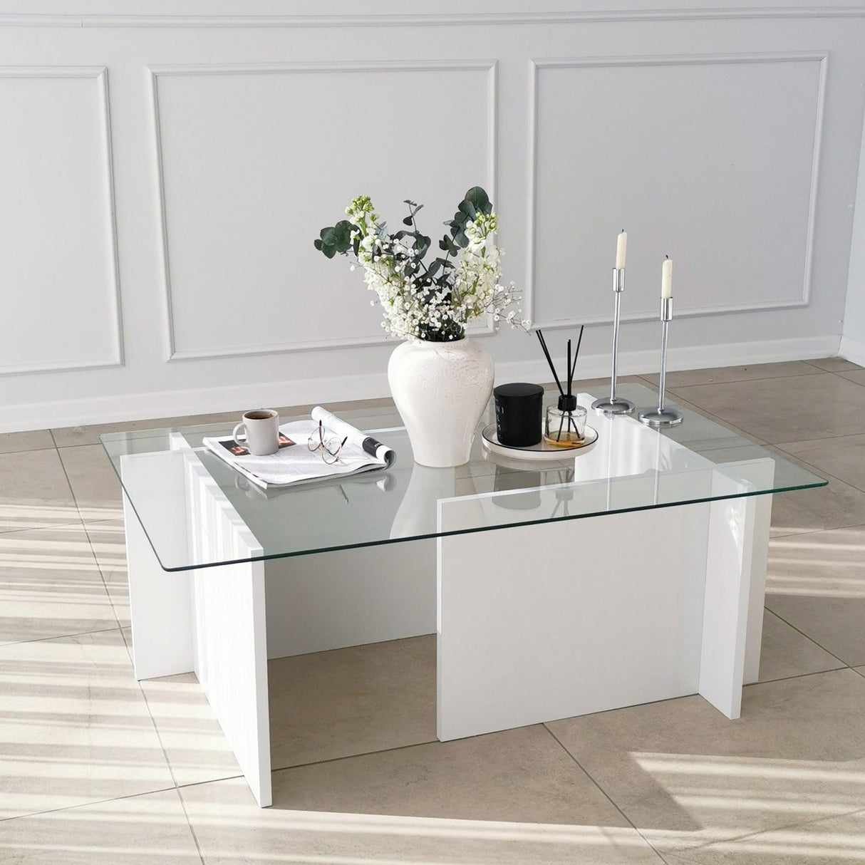 Măsuță de cafea Escape, Diverse culori, Diverse dimensiuni - Alb - 105x65x40 cm | SKU: 552NOS1442 | Măsuță de cafea Escape, varianta Alb - 105x65x40 cm, produs pentru amenajarea locuinței, disponibil online în România la CasaMob