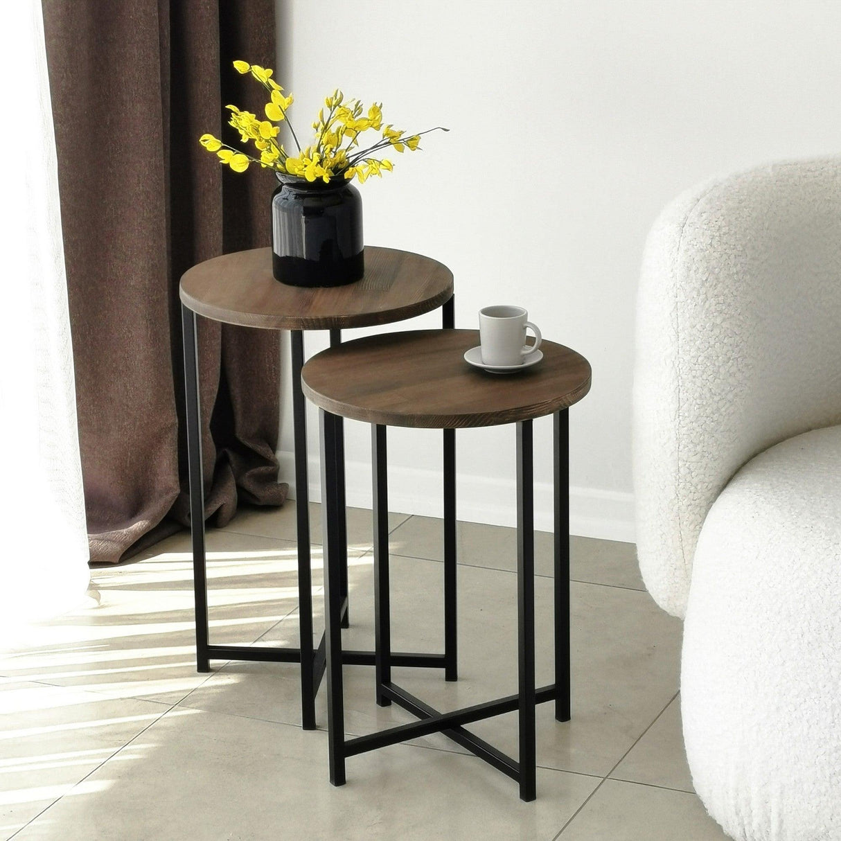 Măsuță de cafea Neta Set, Diverse culori - Nuc | SKU: 552NOS1443 | Măsuță de cafea Neta Set, varianta Nuc, produs pentru amenajarea locuinței, disponibil online în România la CasaMob