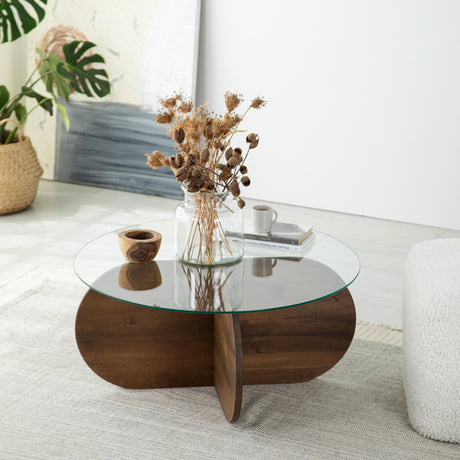 Măsuță de cafea Bubble Wood, Nuc, 75x75x35 cm