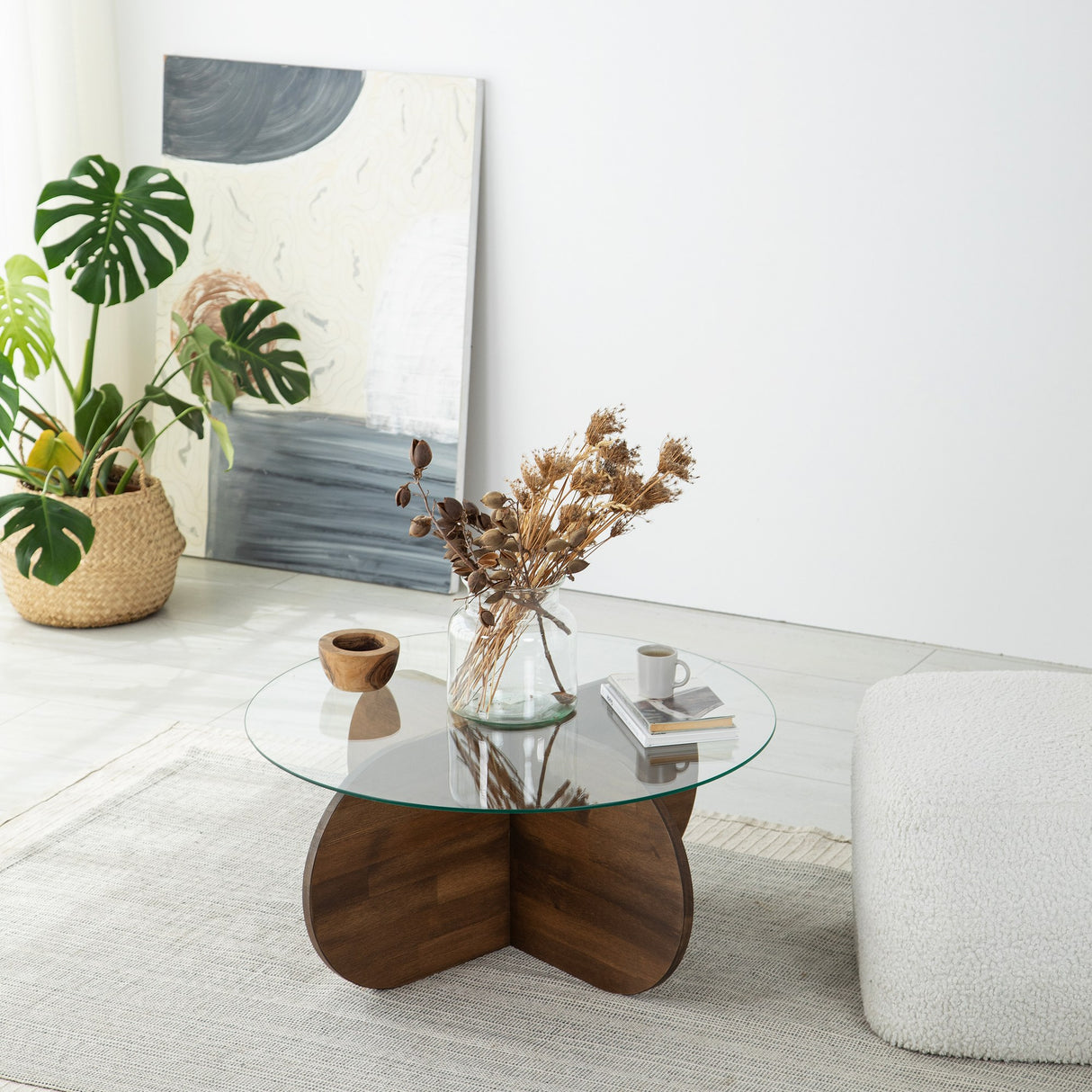 Măsuță de cafea Bubble Wood, Nuc, 75x75x35 cm