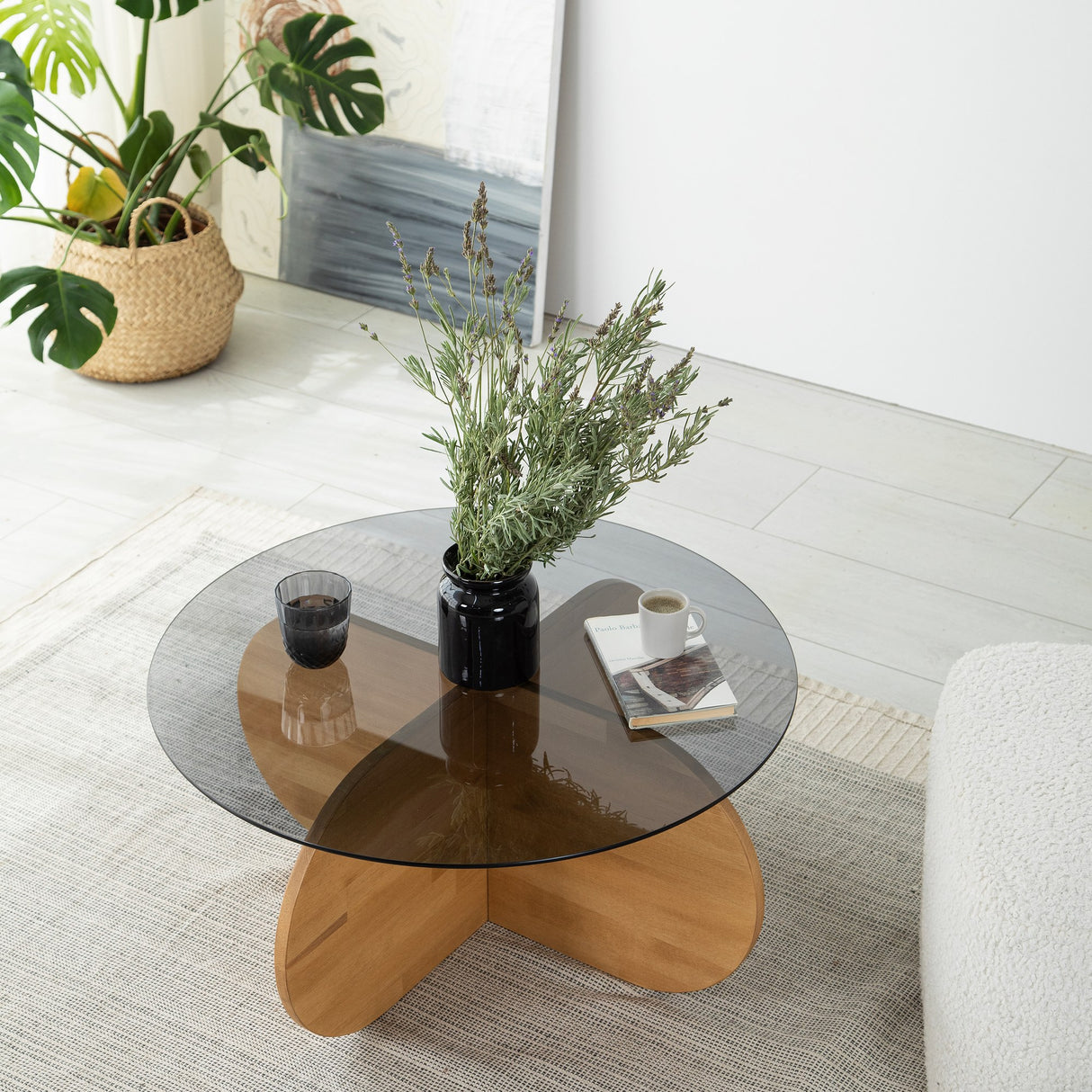 Măsuță de cafea Bubble Wood - Fume, Oak, Stejar, 75x75x35 cm
