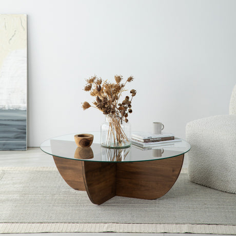 Măsuță de cafea Lily Wood, Nuc, 90x90x30 cm