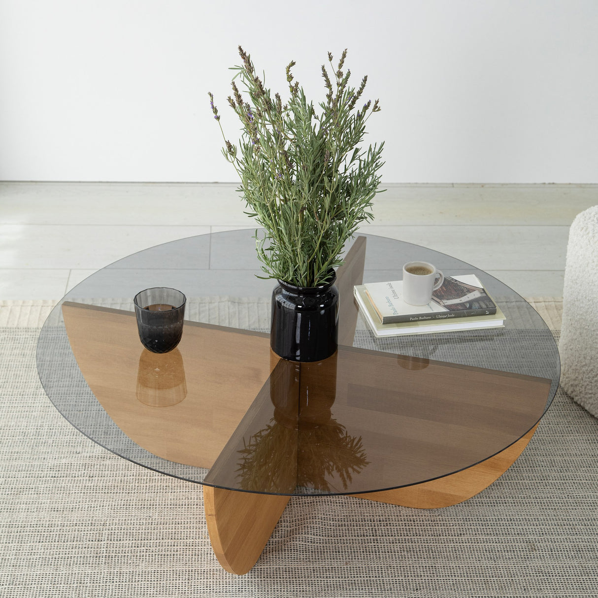 Măsuță de cafea Lily Wood - Fume, Oak, Stejar, 90x90x30 cm