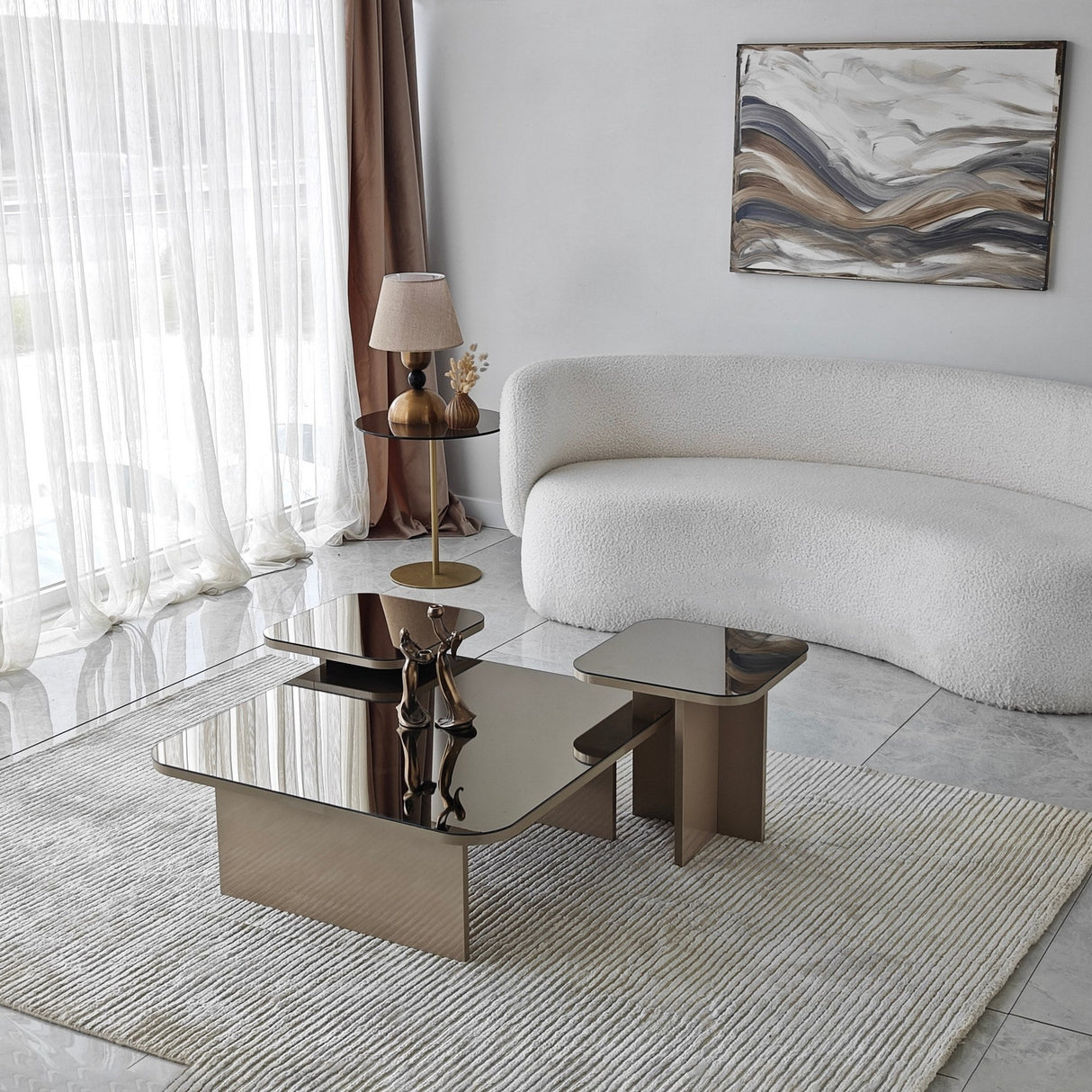Măsuță de cafea Jazz, Diverse culori, 80x80x30 cm - Bej - Bronz | SKU: 552NOS1478 | Măsuță de cafea Jazz, 80x80x30 cm, varianta Bej - Bronz, produs pentru amenajarea locuinței, disponibil online în România la CasaMob