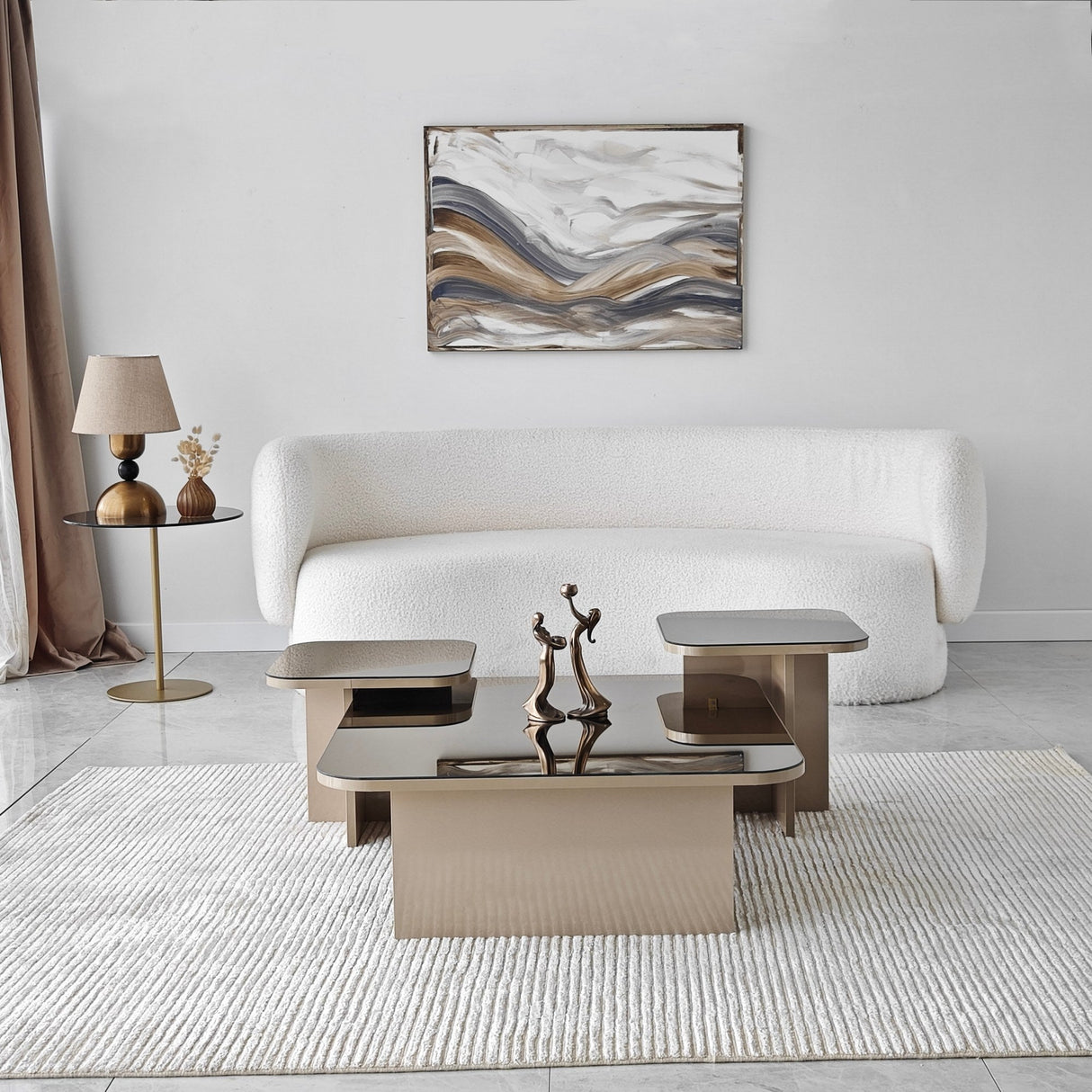 Măsuță de cafea Jazz, Diverse culori, 80x80x30 cm - Bej - Bronz | SKU: 552NOS1478 | Măsuță de cafea Jazz, 80x80x30 cm, varianta Bej - Bronz, produs pentru amenajarea locuinței, disponibil online în România la CasaMob