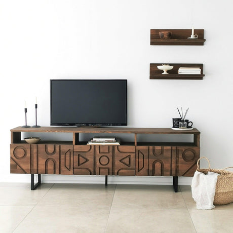 Comoda TV Aristo - Walnut, Nuc, 3 piese