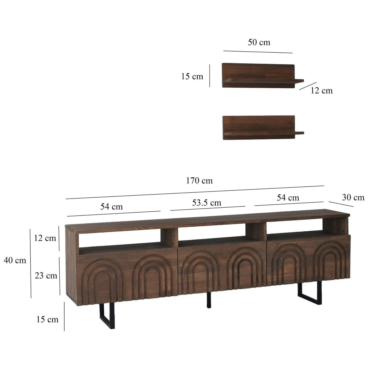 Comoda TV Helen - Walnut, Nuc, 50x12x15 cm