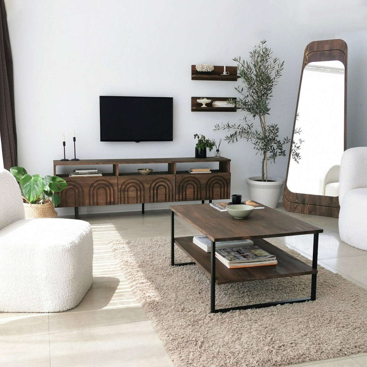Comoda TV Helen - Walnut, Nuc, 50x12x15 cm