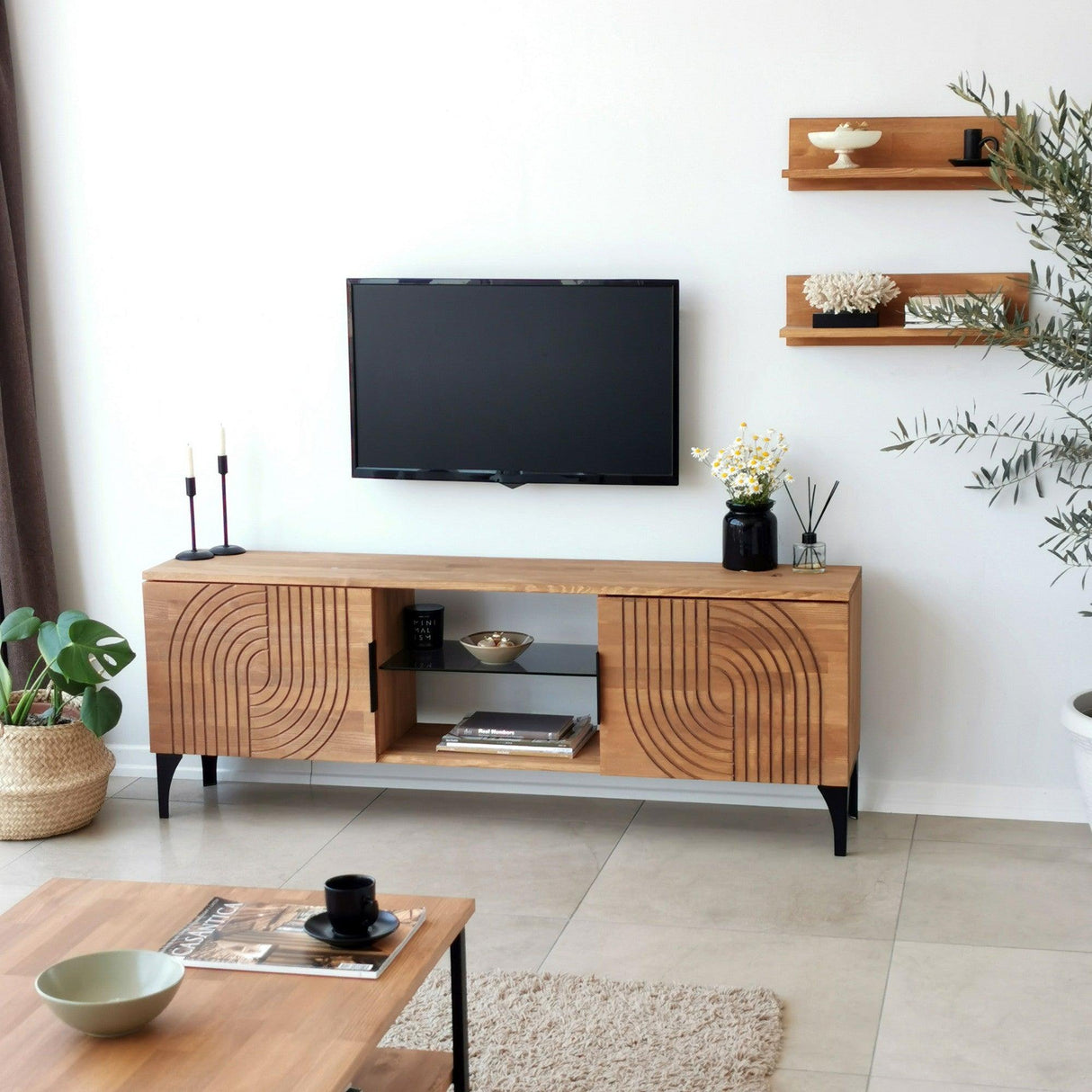 Comoda TV Lidya - Oak, Stejar, 50x12x15 cm