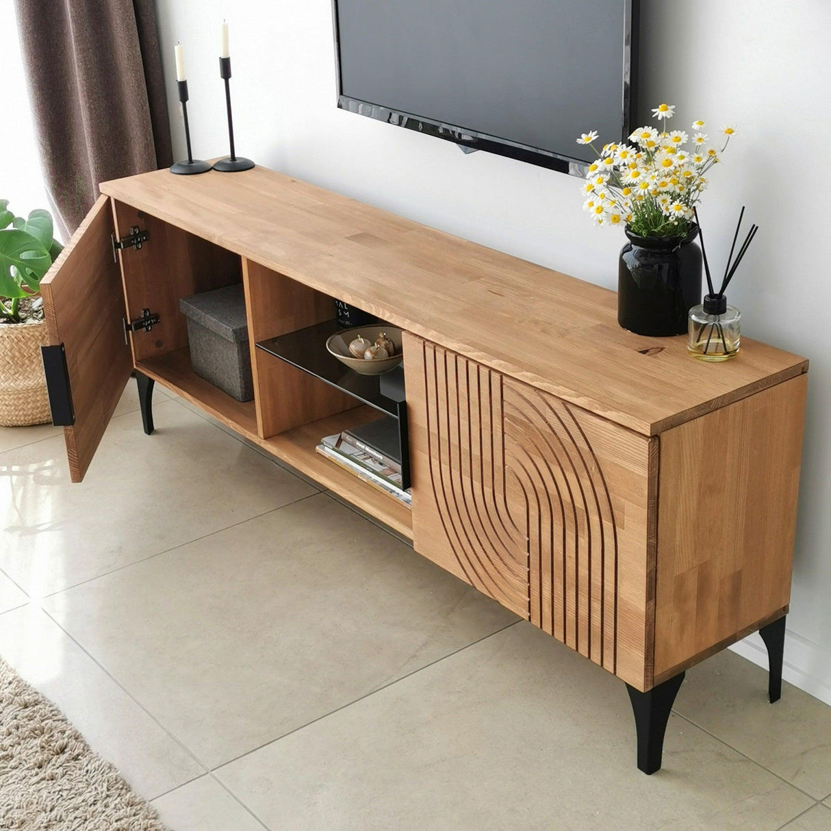 Comoda TV Lidya - Oak, Stejar, 50x12x15 cm