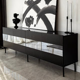 Comodă TV Leon, Diverse culori, 180x35x59 cm - Negru - Fumuriu | SKU: 552NOS1528 | Comodă TV Leon, 180x35x59 cm, varianta Negru - Fumuriu, produs pentru amenajarea locuinței, disponibil online în România la CasaMob