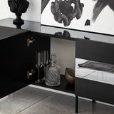 Comodă TV Leon, Diverse culori, 180x35x59 cm - Negru - Fumuriu | SKU: 552NOS1528 | Comodă TV Leon, 180x35x59 cm, varianta Negru - Fumuriu, produs pentru amenajarea locuinței, disponibil online în România la CasaMob
