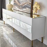 Comodă TV Leon, Diverse culori, 180x35x59 cm - Alb - Auriu | SKU: 552NOS1530 | Comodă TV Leon, 180x35x59 cm, varianta Alb - Auriu, produs pentru amenajarea locuinței, disponibil online în România la CasaMob