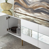 Comodă TV Leon, Diverse culori, 180x35x59 cm - Alb - Auriu | SKU: 552NOS1530 | Comodă TV Leon, 180x35x59 cm, varianta Alb - Auriu, produs pentru amenajarea locuinței, disponibil online în România la CasaMob