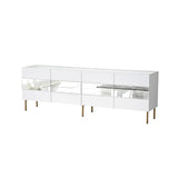 Comodă TV Leon, Diverse culori, 180x35x59 cm - Alb - Auriu | SKU: 552NOS1530 | Comodă TV Leon, 180x35x59 cm, varianta Alb - Auriu, produs pentru amenajarea locuinței, disponibil online în România la CasaMob