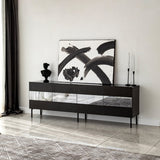 Comodă TV Leon, Diverse culori, 180x35x59 cm - Negru - Fumuriu | SKU: 552NOS1528 | Comodă TV Leon, 180x35x59 cm, varianta Negru - Fumuriu, produs pentru amenajarea locuinței, disponibil online în România la CasaMob