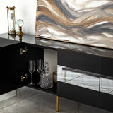 Comodă TV Leon, Diverse culori, 180x35x59 cm - Auriu - Fumuriu | SKU: 552NOS1529 | Comodă TV Leon, 180x35x59 cm, varianta Auriu - Fumuriu, produs pentru amenajarea locuinței, disponibil online în România la CasaMob