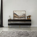 Comodă TV Leon, Diverse culori, 180x35x59 cm - Auriu - Fumuriu | SKU: 552NOS1529 | Comodă TV Leon, 180x35x59 cm, varianta Auriu - Fumuriu, produs pentru amenajarea locuinței, disponibil online în România la CasaMob