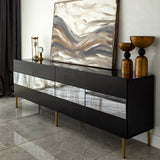 Comodă TV Leon, Diverse culori, 180x35x59 cm - Auriu - Fumuriu | SKU: 552NOS1529 | Comodă TV Leon, 180x35x59 cm, varianta Auriu - Fumuriu, produs pentru amenajarea locuinței, disponibil online în România la CasaMob