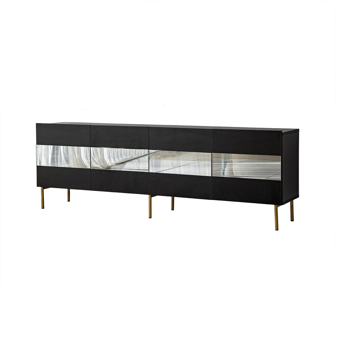 Comodă TV Leon, Diverse culori, 180x35x59 cm - Auriu - Fumuriu | SKU: 552NOS1529 | Comodă TV Leon, 180x35x59 cm, varianta Auriu - Fumuriu, produs pentru amenajarea locuinței, disponibil online în România la CasaMob