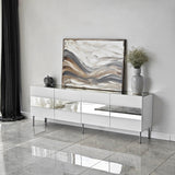 Comodă TV Leon, Diverse culori, 180x35x59 cm - Alb - Argintiu | SKU: 552NOS1531 | Comodă TV Leon, 180x35x59 cm, varianta Alb - Argintiu, produs pentru amenajarea locuinței, disponibil online în România la CasaMob