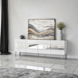 Comodă TV Leon, Diverse culori, 180x35x59 cm - Alb - Argintiu | SKU: 552NOS1531 | Comodă TV Leon, 180x35x59 cm, varianta Alb - Argintiu, produs pentru amenajarea locuinței, disponibil online în România la CasaMob