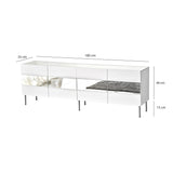 Comodă TV Leon, Diverse culori, 180x35x59 cm - Alb - Argintiu | SKU: 552NOS1531 | Comodă TV Leon, 180x35x59 cm, varianta Alb - Argintiu, produs pentru amenajarea locuinței, disponibil online în România la CasaMob