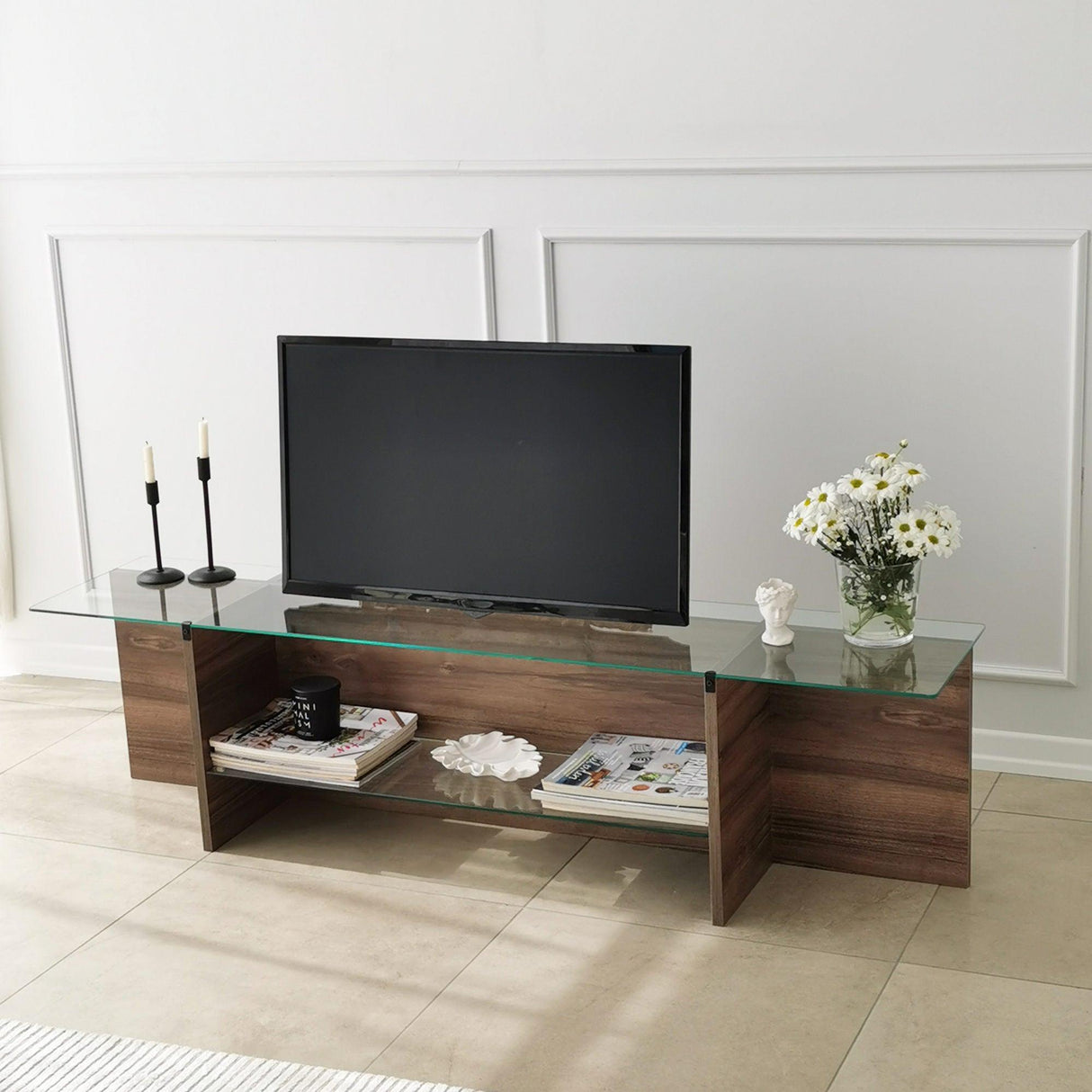 Comodă TV Escape TV, Diverse culori, 158x35x40 cm - Nuc | SKU: 552NOS1602 | Comodă TV Escape TV, 158x35x40 cm, varianta Nuc, produs pentru amenajarea locuinței, disponibil online în România la CasaMob
