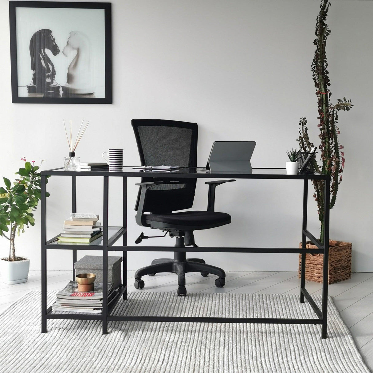 Birou Master M101F, Negru, 60x75x130 cm