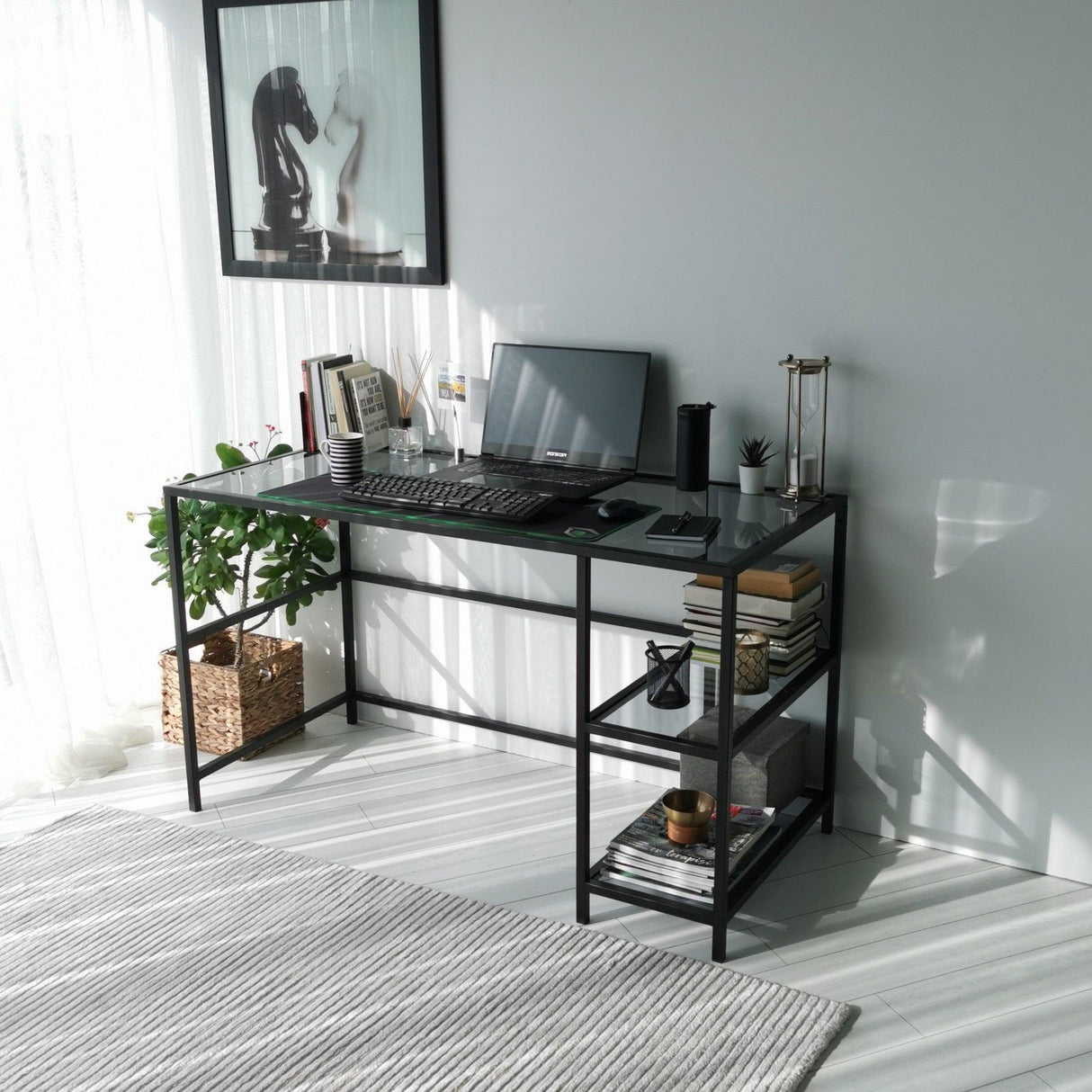 Birou Master M101F, Negru, 60x75x130 cm