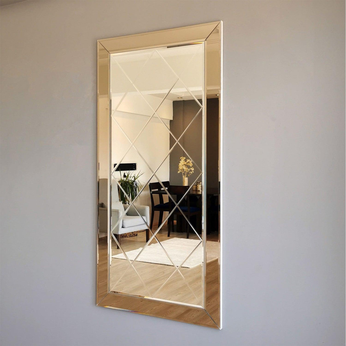 Oglinda decorativa Avant, Argint, 65x130x2 cm