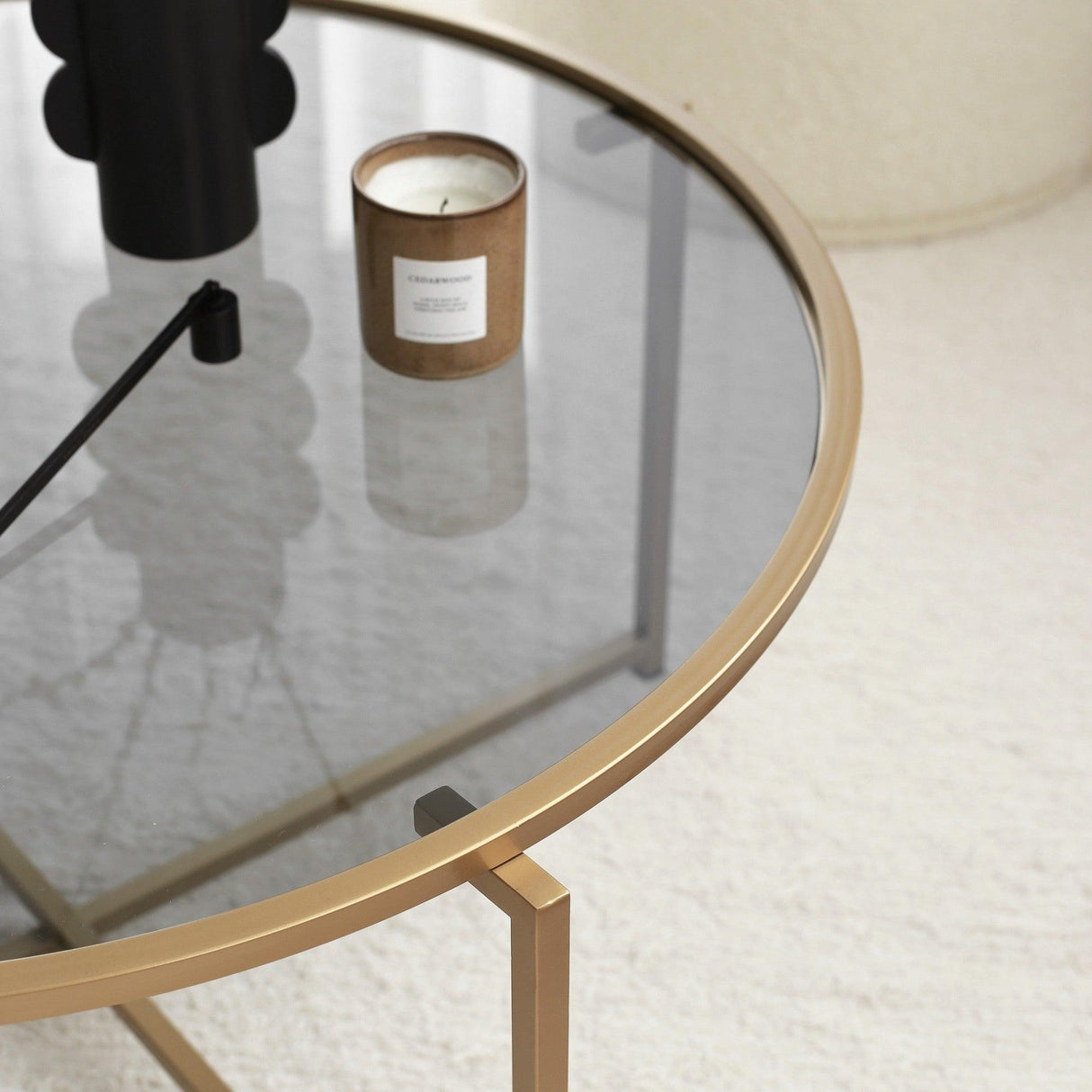 Masuta de cafea Gold Sun S404F - Gold, Fume, Aur, 83x40x83 cm